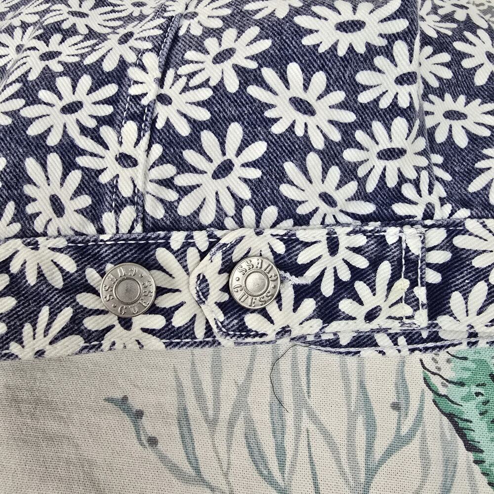 80s GUESS Georges Marciano Daisies High Rise Denim Jean Shorts Vest Set USA - Picture 7 of 13